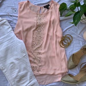 Thalia Sodi Pale Pink Embellished Career Tank.